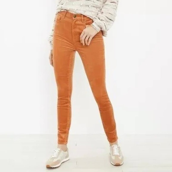 LOFT NWT Corduroys The Skinny High Rise Stretch Orange Brown Sienna Size 25 - Picture 10 of 10